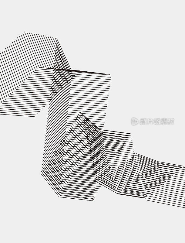 抽象的黑白极简几何迷幻倾斜线图案背景
