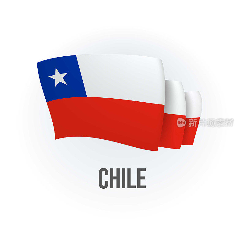 智利矢量旗。智利挥舞着国旗。矢量插图。