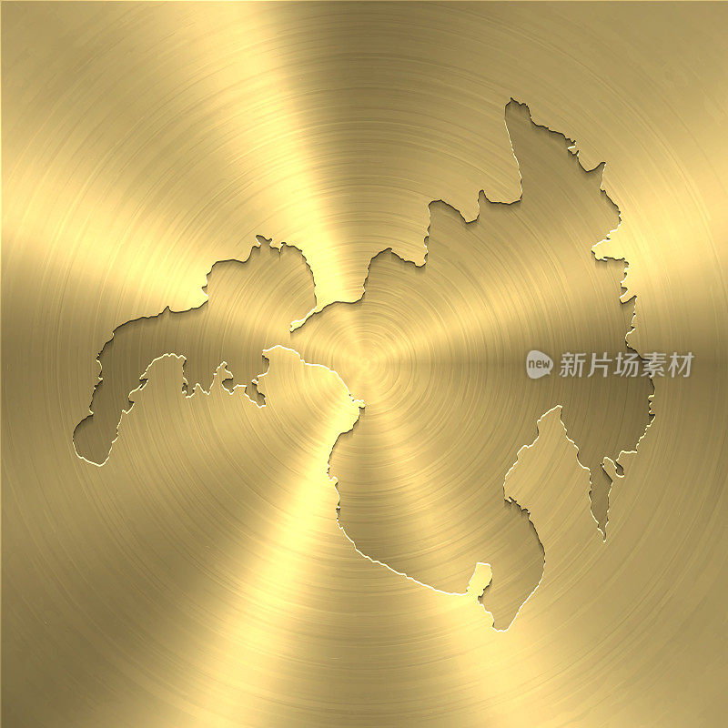 棉兰老岛地图上的金色背景-圆形拉丝金属纹理