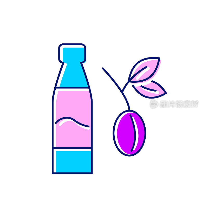 台湾梅子酒的扁平图标。东方水果酒瓶。亚洲酒精饮料梅花。孤立的矢量图