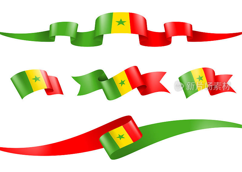 塞内加尔国旗缎带集矢量股票插图