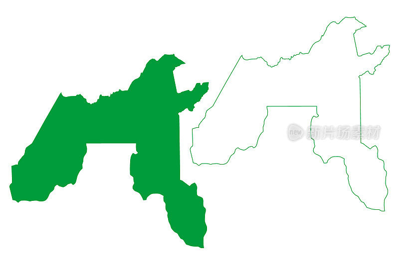 博阿维塔做拉莫斯市政当局(亚马逊州，巴西市政当局，巴西联邦共和国)地图矢量插图，涂鸦草图博阿维塔做拉莫斯地图