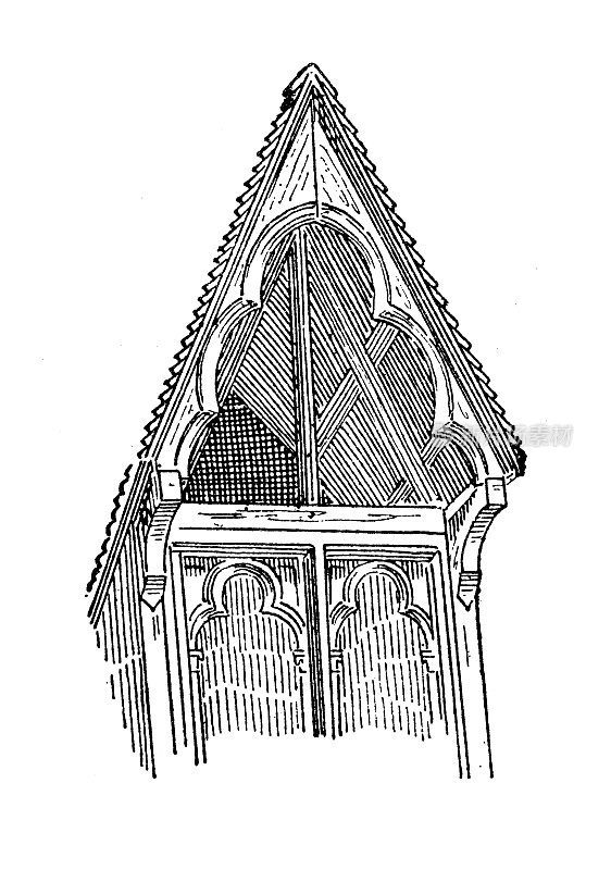 古董插画:山墙(建筑)