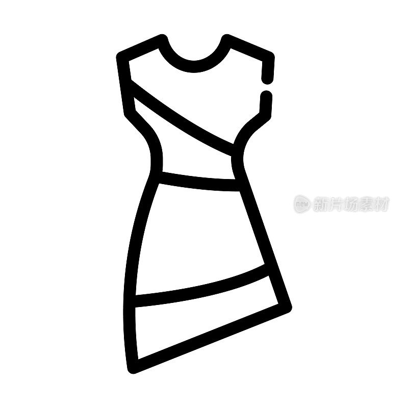 泽西裹裙细线图标。服装，平台线性图标从服装概念孤立轮廓标志。矢量插图符号元素的网页设计和应用程序。