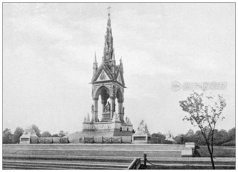 伦敦的古董旅行照片:艾伯特纪念堂
