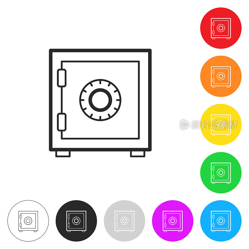 保险箱。彩色按钮上的图标