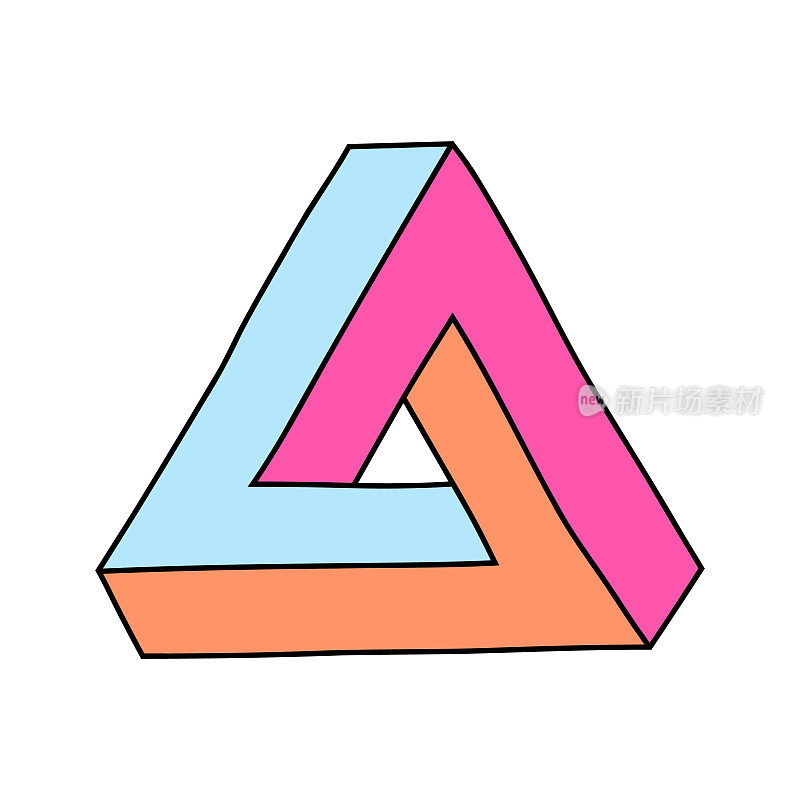 彭罗斯三角形不可能的几何手绘