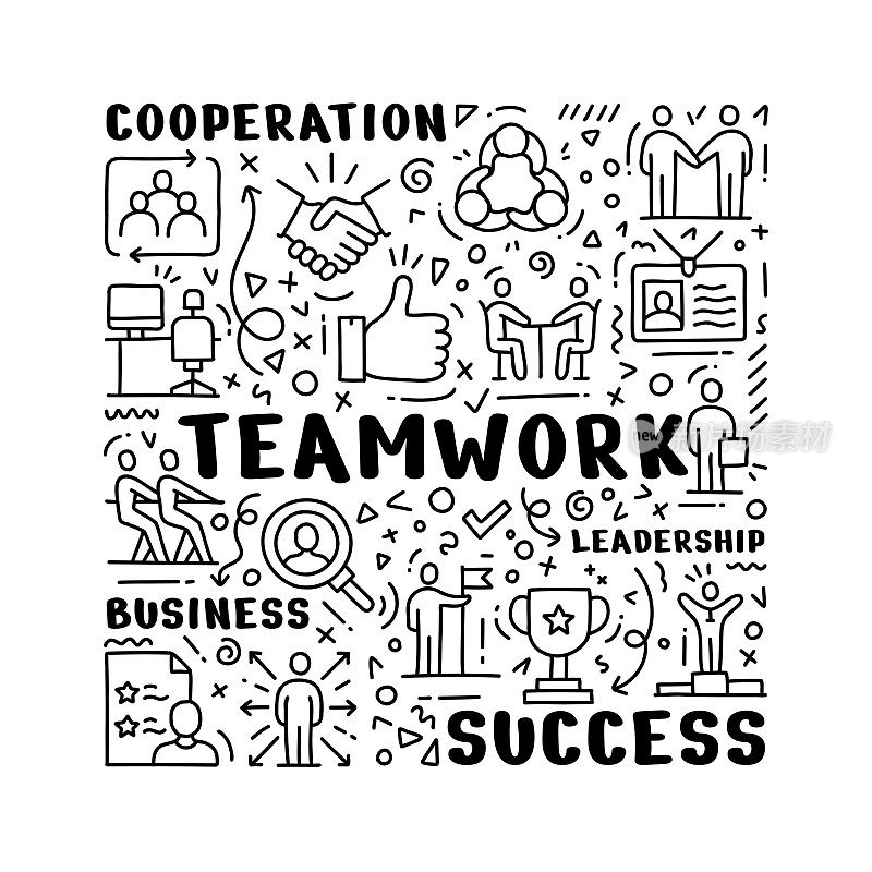 团队合作手绘涂鸦概念