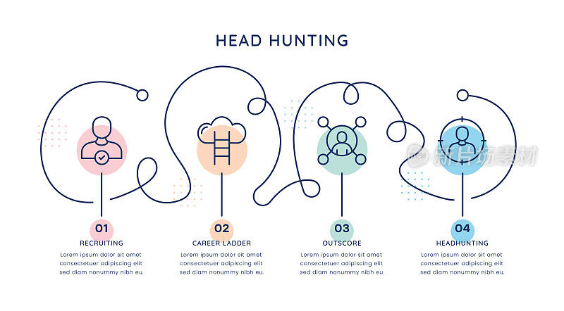 猎头时间轴信息图表模板的网络，移动和印刷媒体