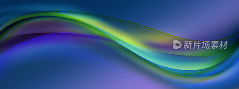 彩色抽象波浪线在蓝色阴影背景。
