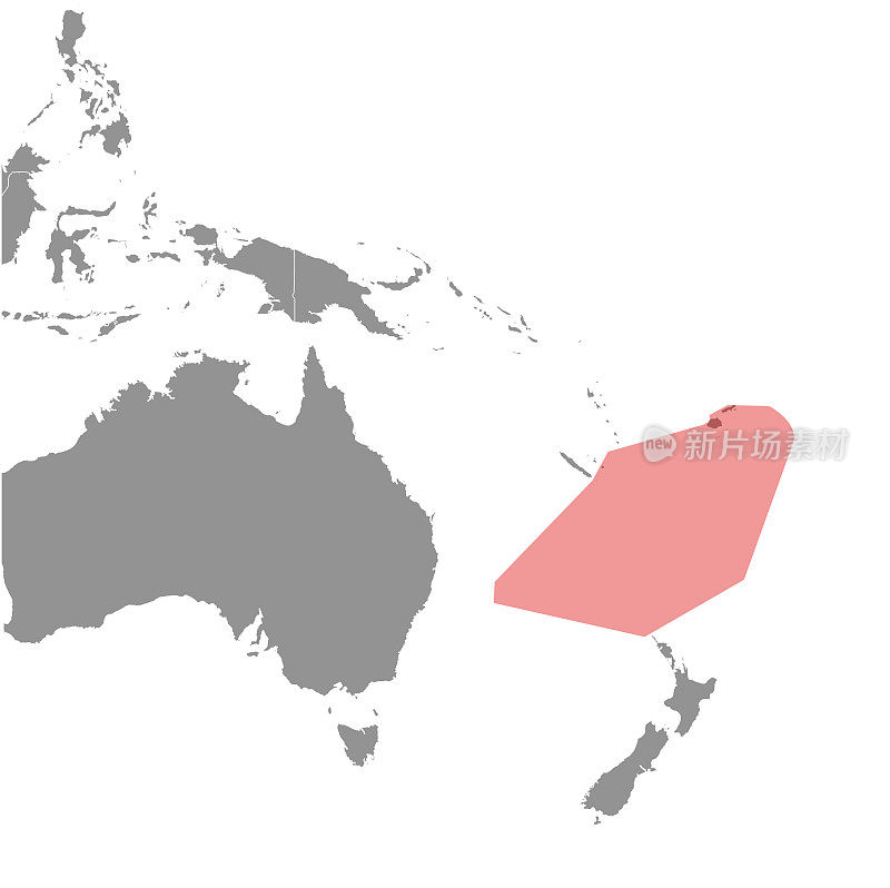 世界地图上的斐济海。矢量插图。