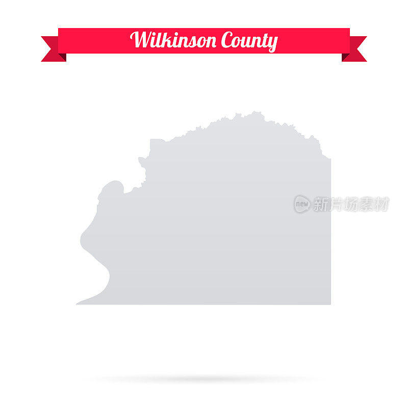 密西西比州威尔金森县。白底红旗地图