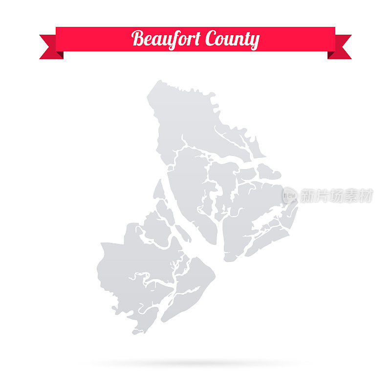 博福特县，南卡罗来纳州。白底红旗地图