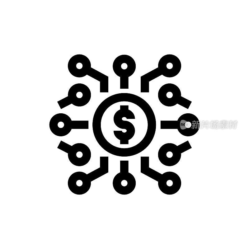 数字货币线图标，设计，像素完美，可编辑的笔触。标志、标志、符号。数字钱包，加密货币，电子银行。