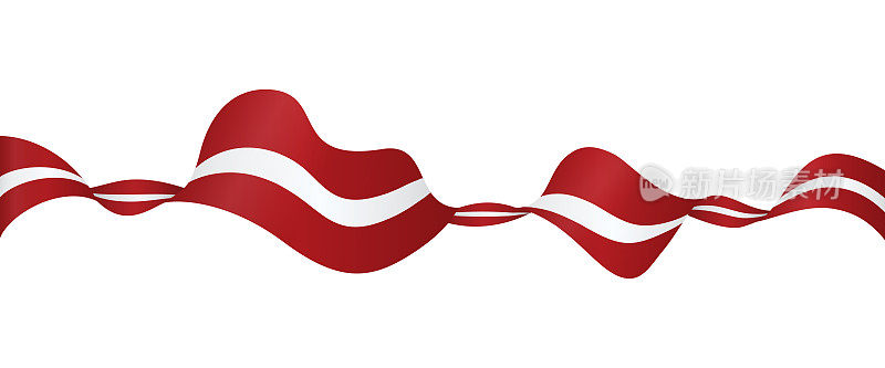 拉脱维亚的旗帜-矢量挥舞丝带横幅。隔离在白色背景上