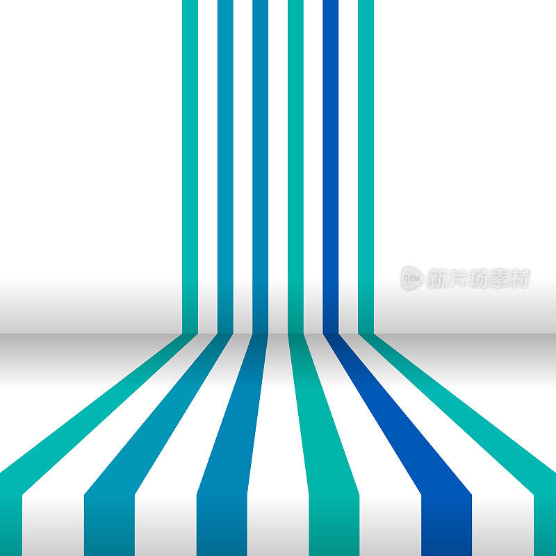 蓝绿色平行条纹，通过两个角