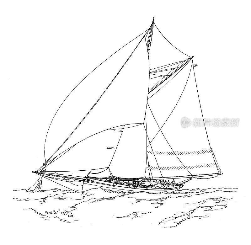 1889年的运动和消遣:帆船“泰坦尼亚号”