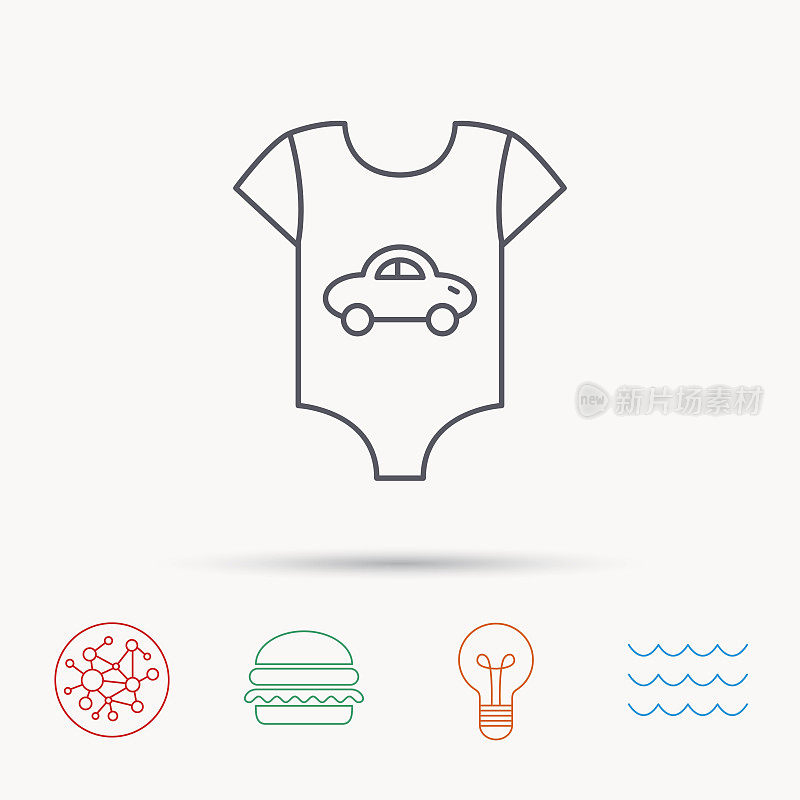 新生儿的衣服图标。婴儿衬衫穿标志。