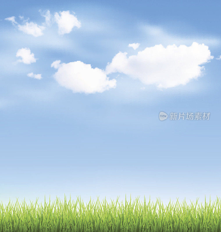 小草草坪，蓝天白云