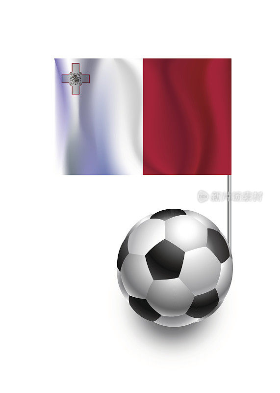 足球或带有马耳他三角旗的足球