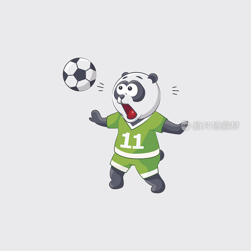 股票矢量插图贴纸表情符号表情符号孤立的插图字符踢球者熊猫足球运动员守门员前锋后卫接住飞球