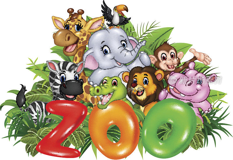 卡通野生动物字动物园