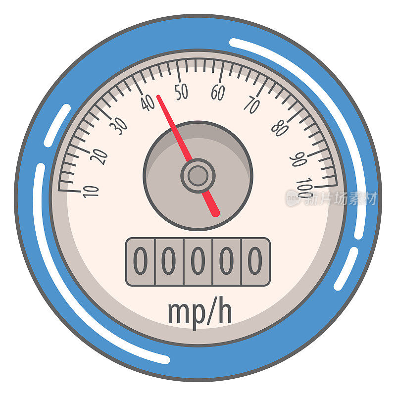汽车速度计界面显示的速度和数公里，英里，通过的车辆。