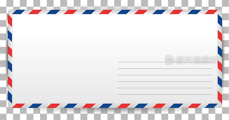 空白字母模板上的圣诞老人透明的背景。写航空邮件的信封