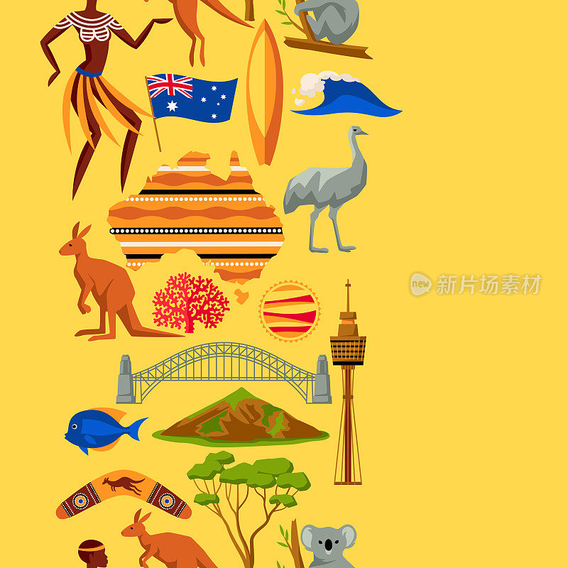 澳大利亚无缝模式。澳大利亚传统符号和物品