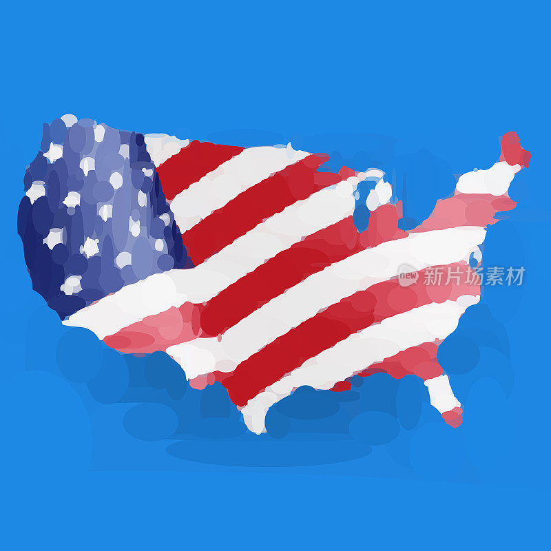 美利坚合众国地图以美国国旗为颜色