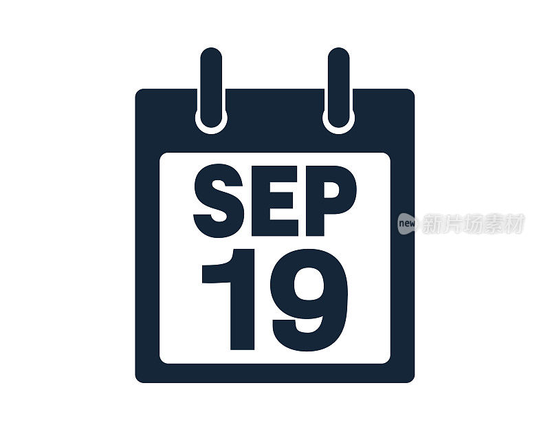 9月19日日历图标股票矢量插图