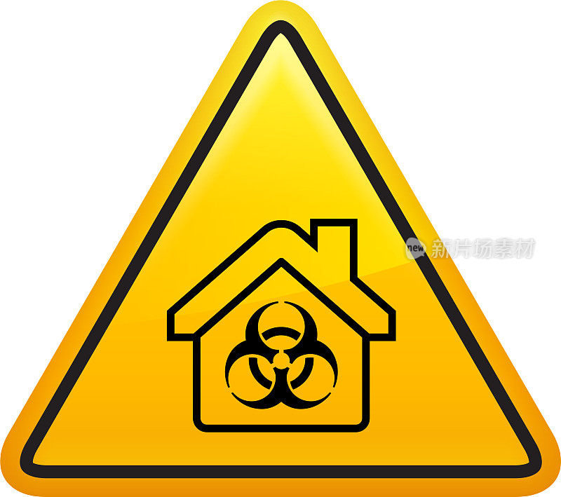 被感染的房子有生物危险标志图标