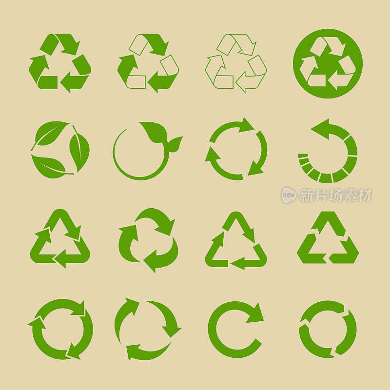 回收和生态图标。重用和拒绝的概念。回收包装标志。矢量图