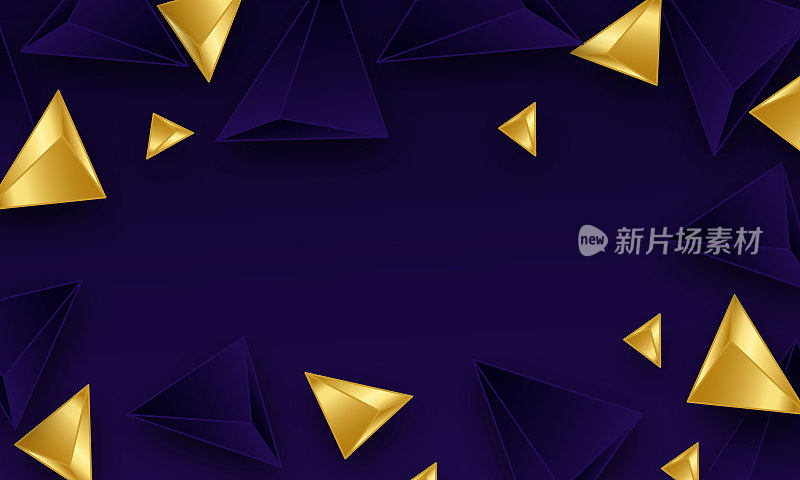 抽象三角形金色和蓝色背景股票插图
