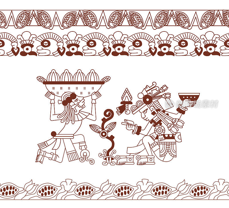 阿兹特克玛雅插图巧克力包装设计。