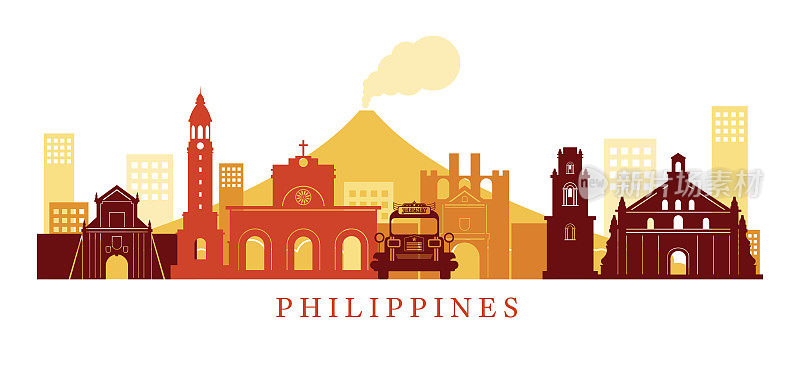菲律宾建筑地标天际线，形状