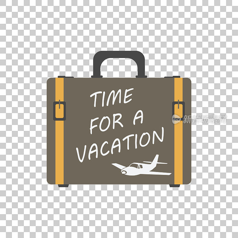 假期概念平面矢量插图的时间。旅行箱用于旅游、旅行、旅行、旅游、远航、暑假。
