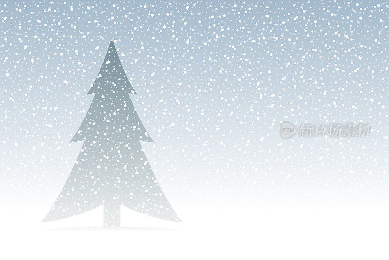 降雪和冷杉树:冬季景观