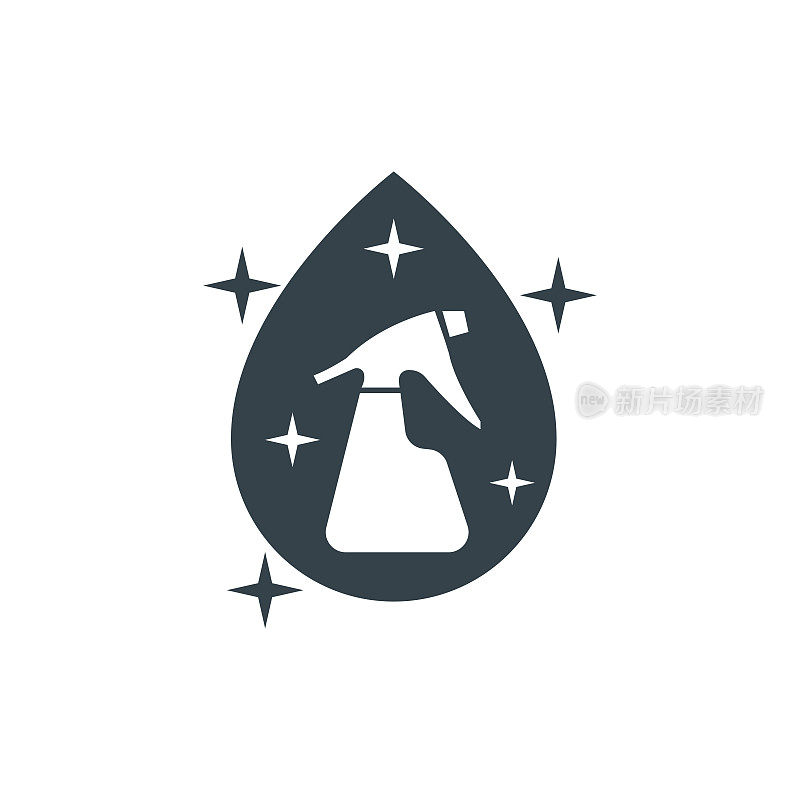 水滴水喷雾器概念logo模板设计。商业标志图标形状。水喷雾器滴简单的标志插图