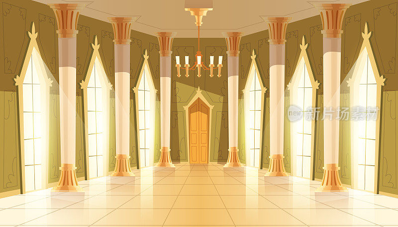 矢量城堡大厅，内饰皇家宴会厅