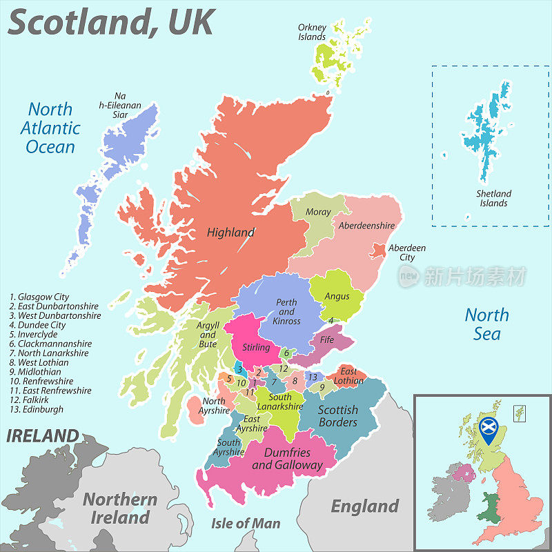 苏格兰的地图