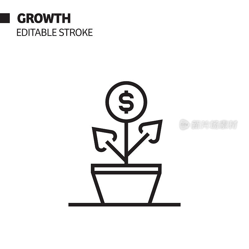 生长线图标，轮廓向量符号插图。