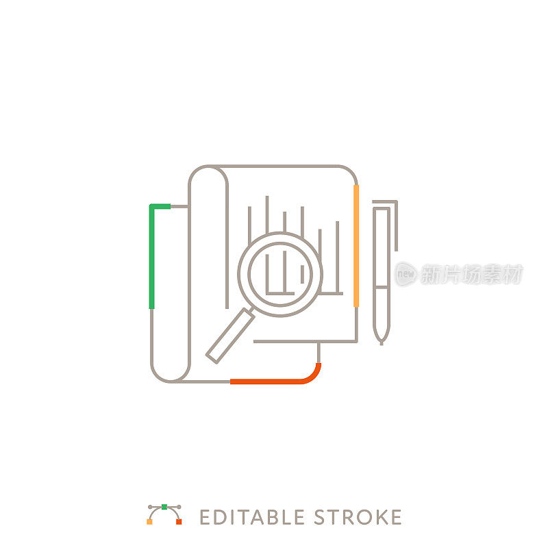 财务控制多色线图标与可编辑的Stroke