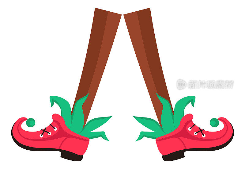 精灵的脚图标。穿着红色小丑鞋跳舞的滑稽腿