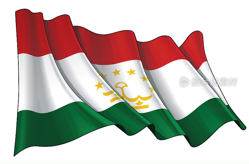 塔吉克斯坦国旗飘扬