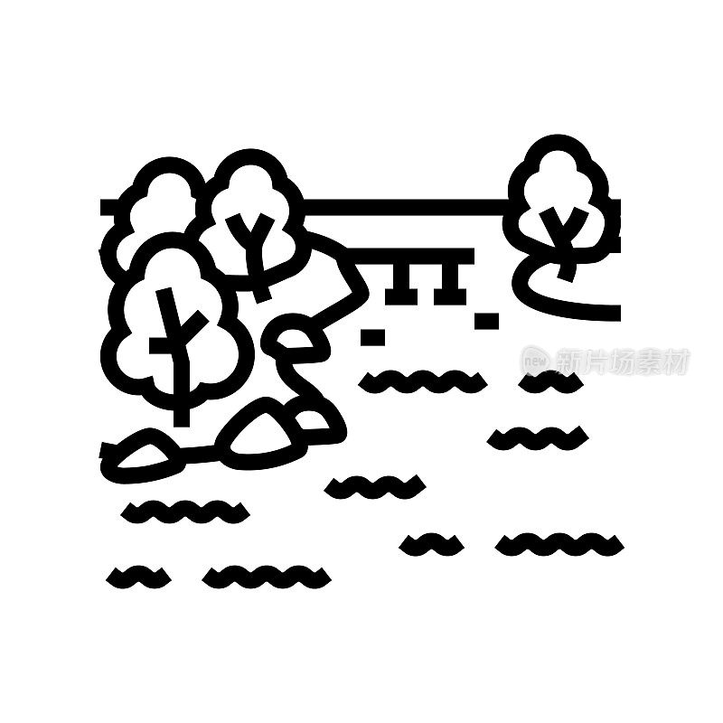 马拉维湖线图标矢量插图
