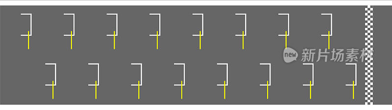 方程式赛车赛道，起点和终点线矢量插图