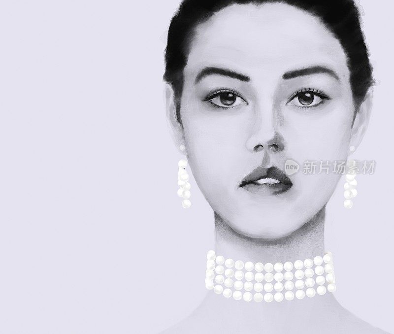 一个年轻女子的肖像与珍珠珠宝