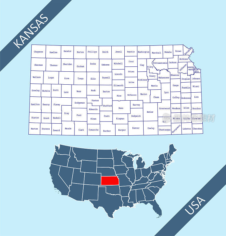 堪萨斯州各县地图
