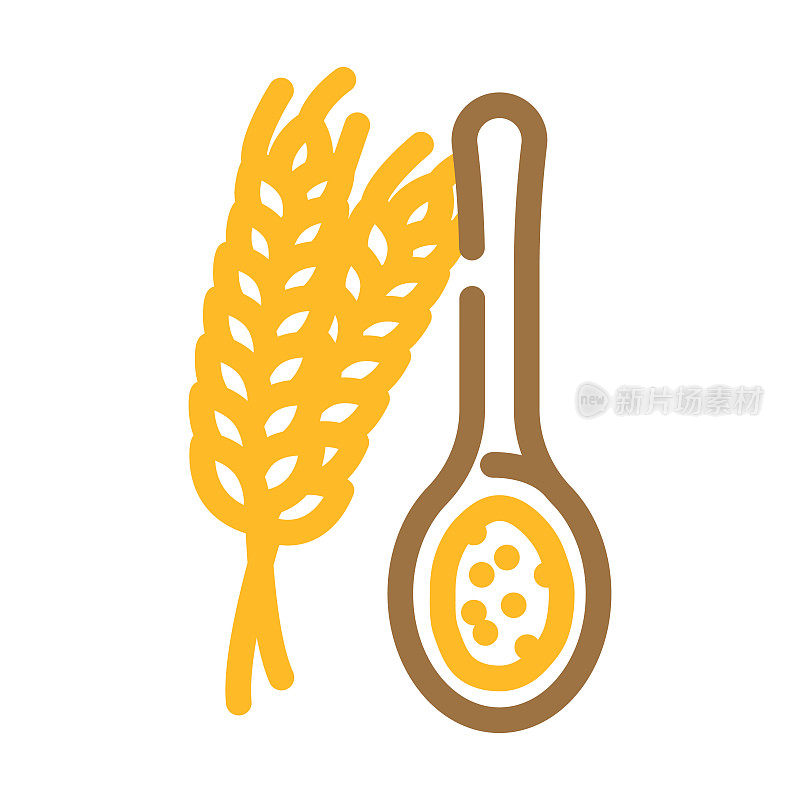 面粉勺子小麦颜色图标矢量说明